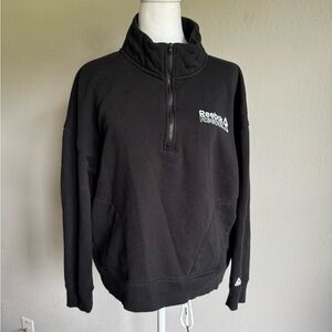 Reebok Black Cropped Boxy Quarter Zip Sweatshirt Womens L Athletic Athleisure